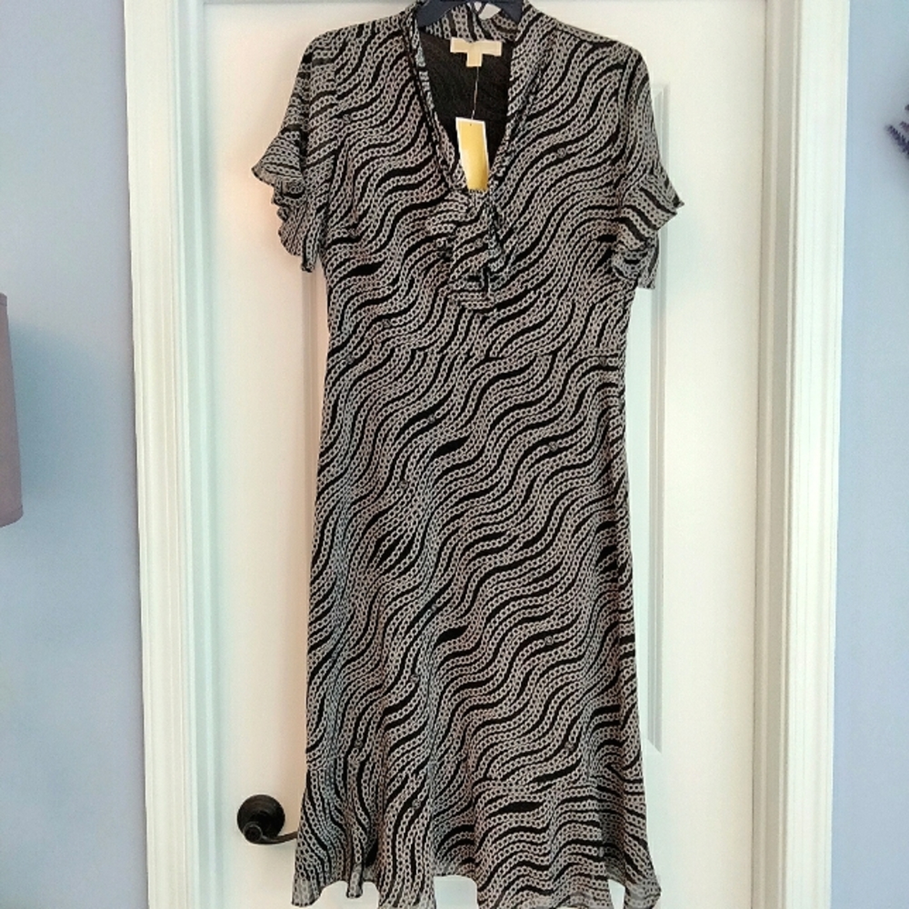 NWT M Michael Kors Chain Print Midi Dress